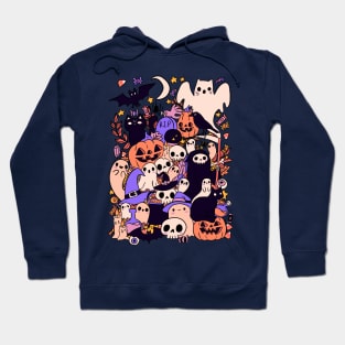 Cute halloween doodle art cute ghost pumpkins skulls and candy Hoodie